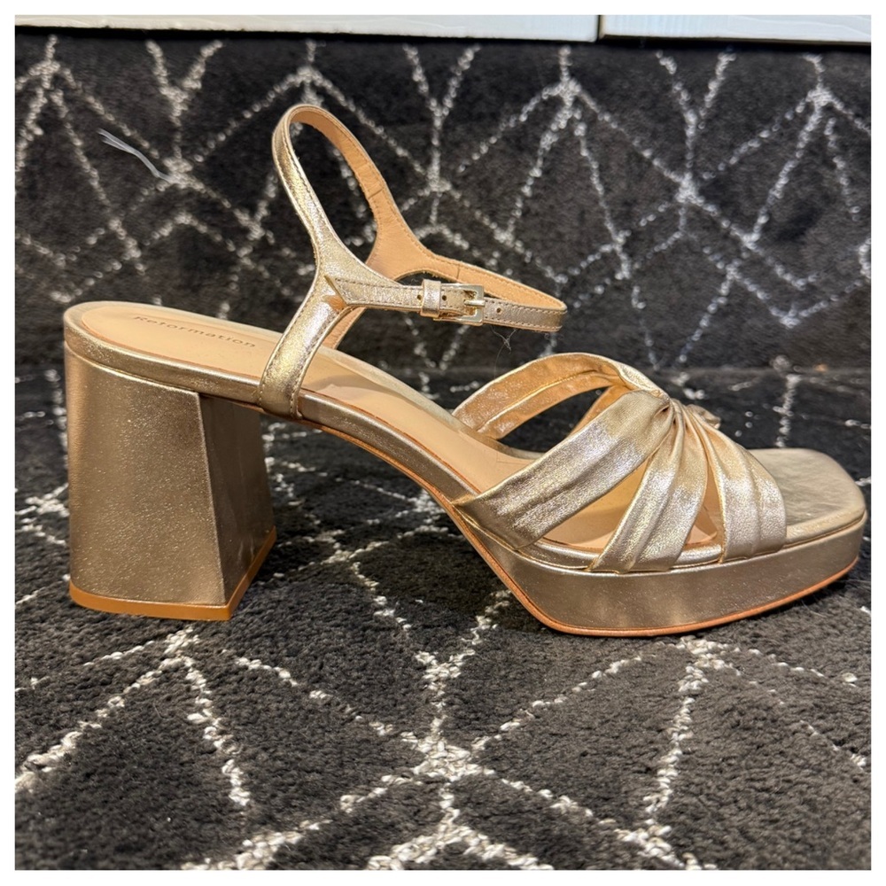 Reformation Maize Platform Heeled Sandals - gold - Picture 8 of 15
